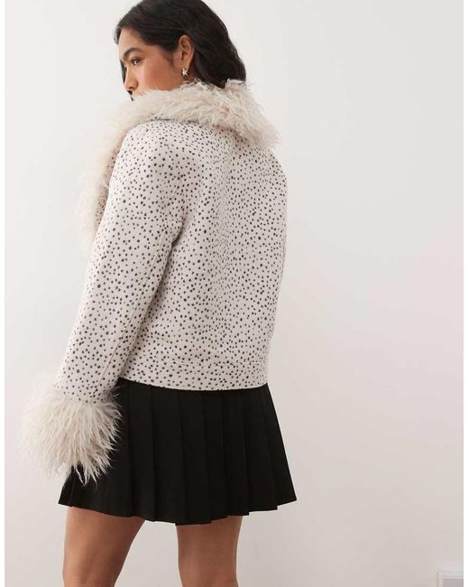 Monki Pink Faux Fur Wool Mix Jacket