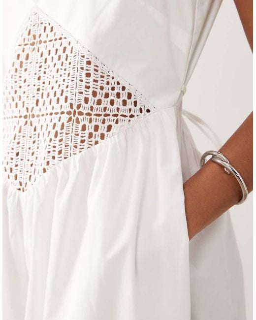 ASOS Natural Jumpsuit With Crochet Waist Panel