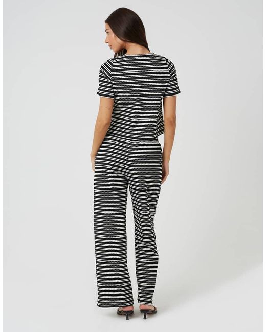 Brave Soul Gray Textured Jersey Stripe Straight Leg Trousers