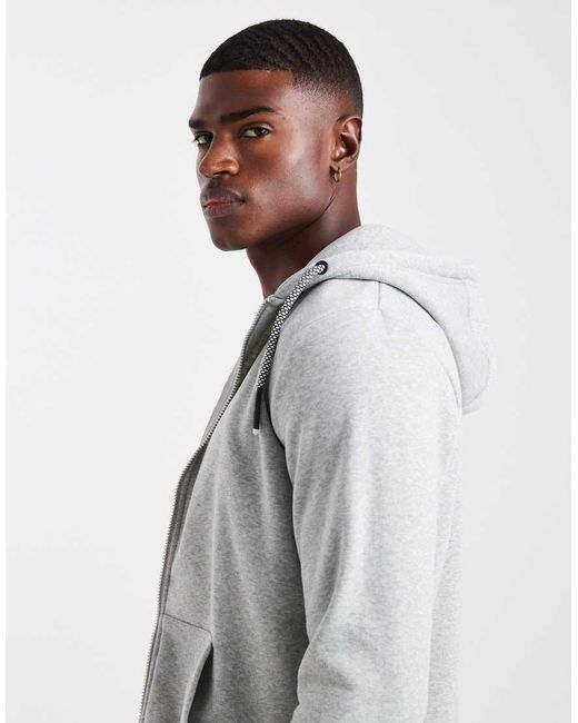 Brave Soul Gray Zip-through Hoodie With Drawcords for men