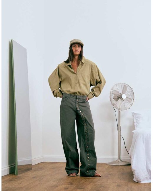Lioness Multicolor Notting Hill Oversized Shoulder Pad Detail Multiway Button Front Shirt