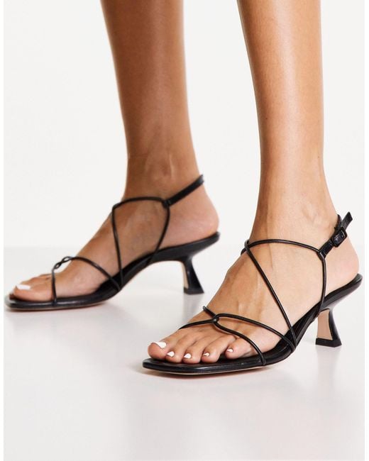 & Other Stories Black Leather Minimal Strappy Low Heel Sandals
