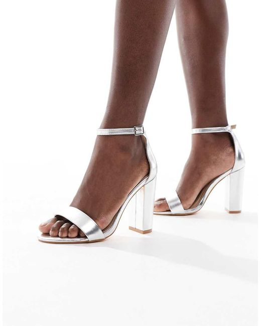 SEQWL Metallic Messi Strappy Block Heels