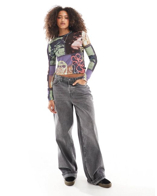 Vans Gray – ludlow – buntes langarm-top aus netzstoff