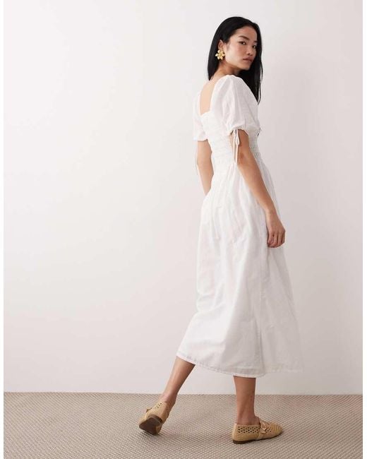 Wednesday's Girl Pink Shirred Detail Midaxi Smock Dress