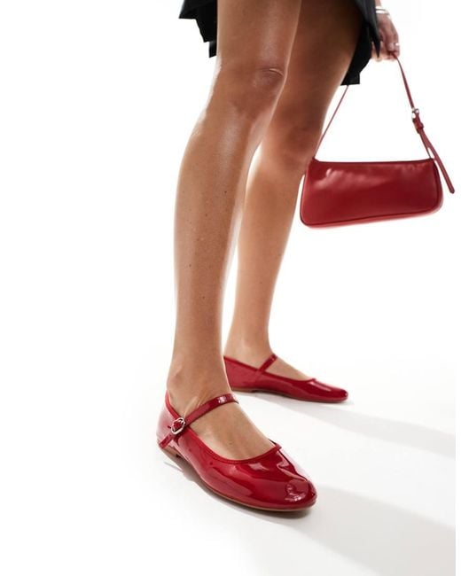 Steve Madden Red Vinetta Ballet Flats With Strap