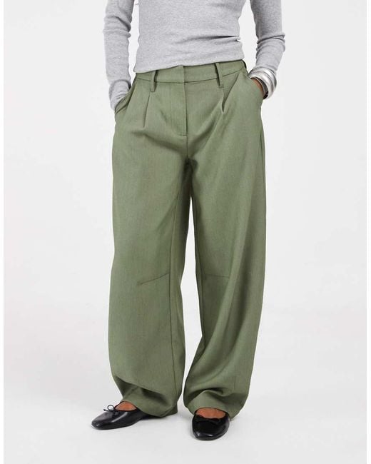 ASOS Green Petite Tailored Arch Barrel Trousers