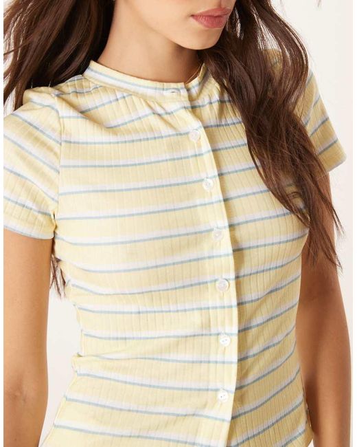 ASOS Natural Stripe Co-Ord Short Sleeve Cardigan