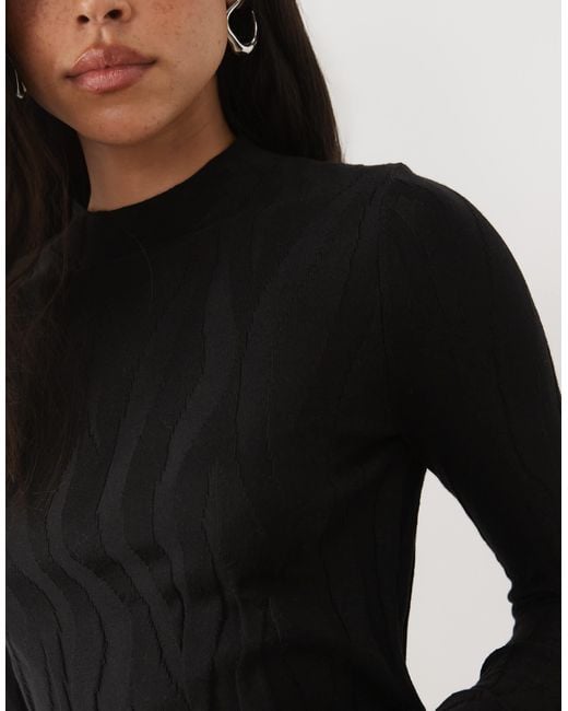 Mango Black High Neck Knitted Top