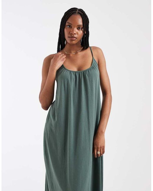 Vero Moda Green Chuck On Cami Maxi Dress