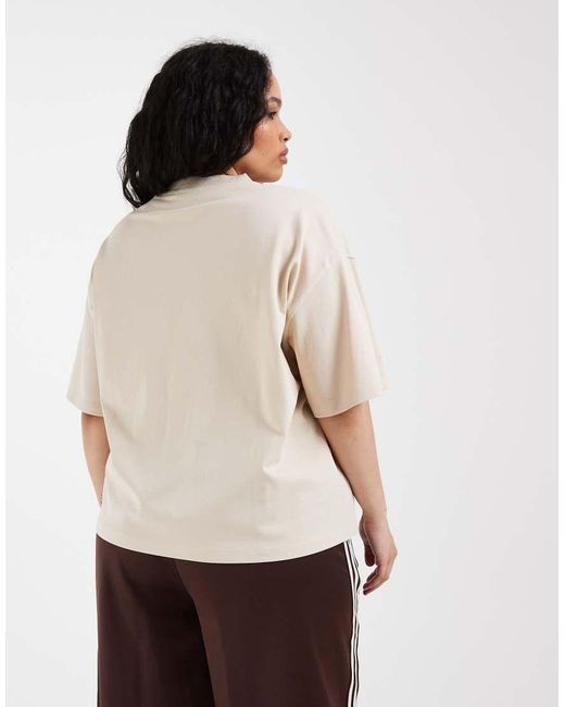 ASOS Natural Asos Design Curve V-Neck Relaxed Tee With Montreal Sports Graphic