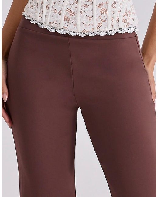 House Of Cb White Chiara Espresso Straight Leg Trousers