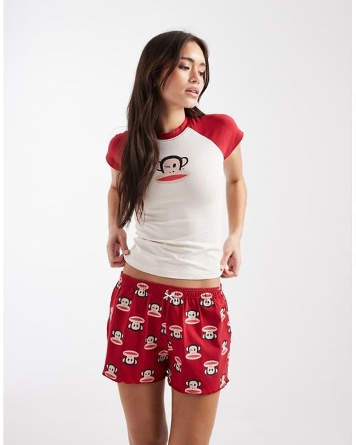 Daisy Street Red X Paul Frank Top And Shorts Pajama Set