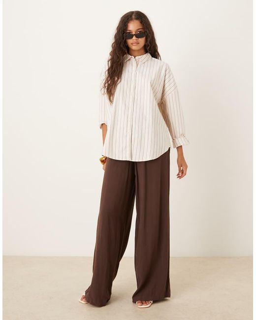 Camisa Oxford Color Crema A Rayas Burdeos De Corte Boyfriend Extragrande De -Blanco Aware de color Natural