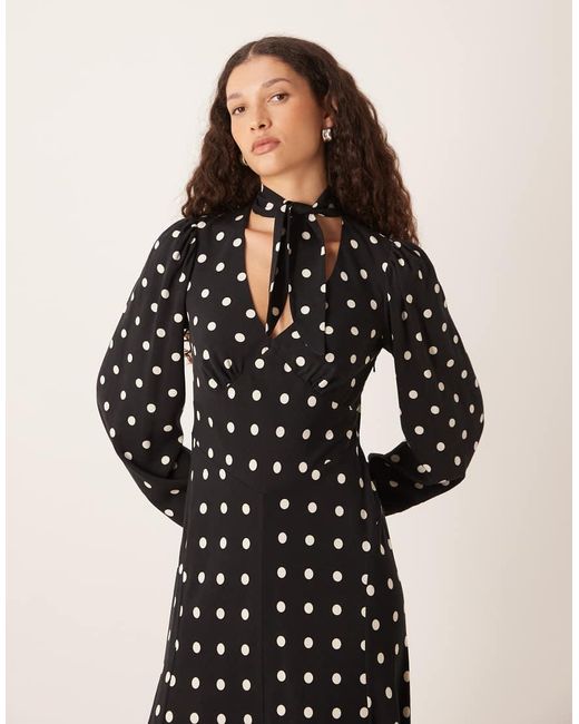 Nobody's Child Black Sadie Tie Neck Midaxi Dress