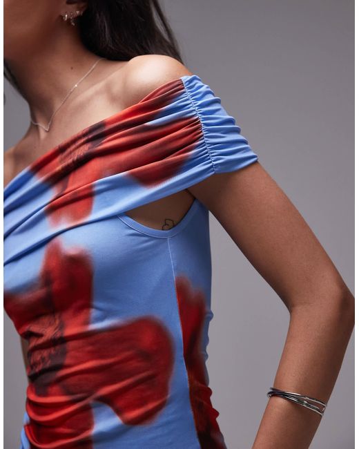 TOPSHOP Blue – schulterfreies oberteil aus mikrofaser