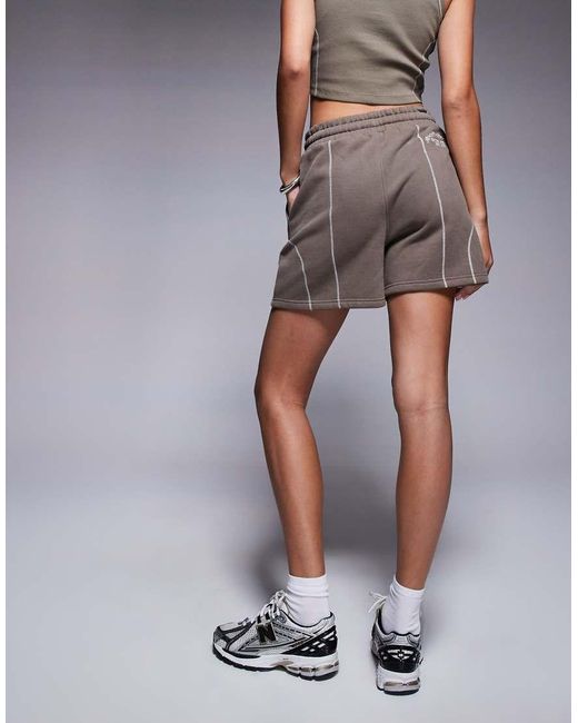 Pantaloncini Tortora Con Cuciture A Contrasto di Good For Nothing in Gray