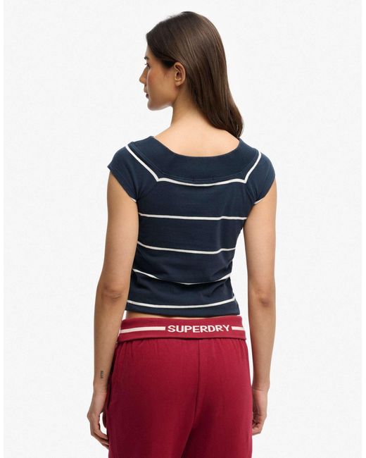 Athletic - top rayé à épaules dénudées Superdry en coloris Red