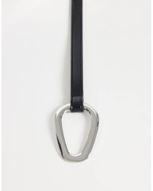 Mango Black Slim Belt With Statement Buckle