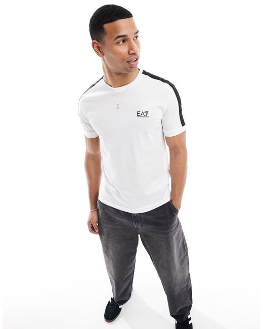 Emporio armani - t-shirt avec bande griffée contrastante EA7 pour homme en coloris Gray