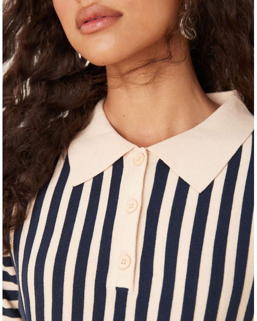 Jdy White Stripe Knitted Polo