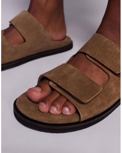 ASOS Brown Two Strap Sandals for men