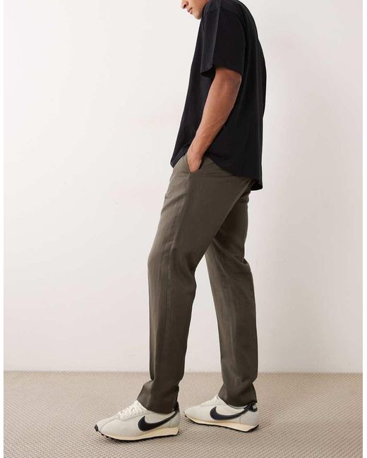 Mango Black Linen Blend Tailored Trouser for men