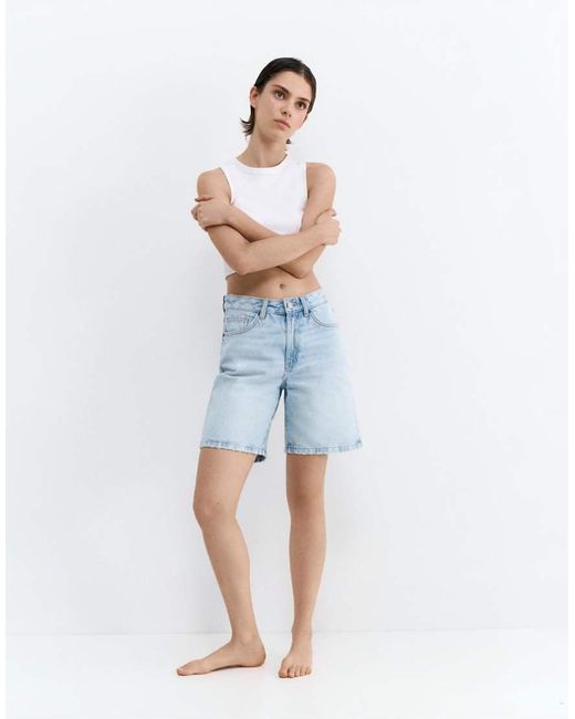 Pull&Bear Blue Denim Bermuda Shorts