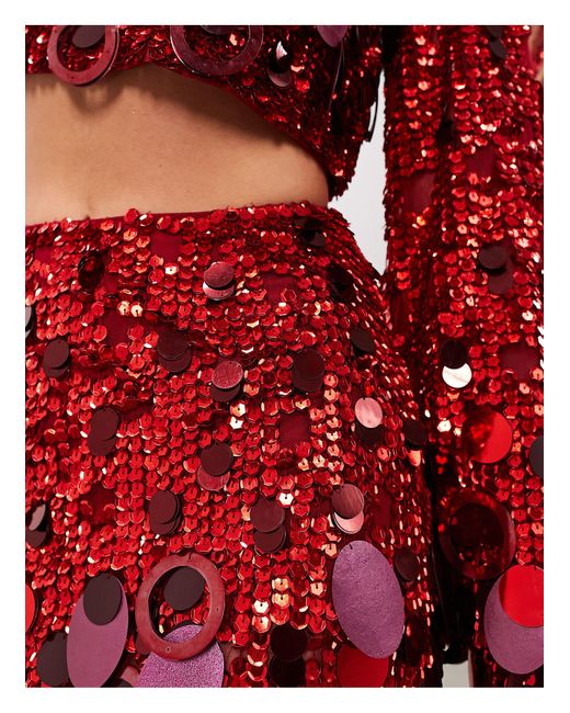 ASOS Red Stacked Sequin Mini Skirt