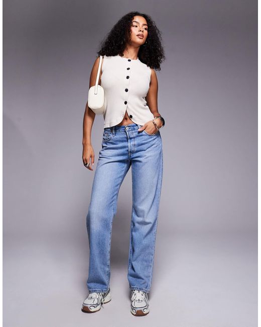 River Island Blue – geripptes oberteil