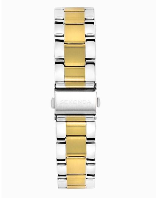 Sekonda Metallic Taylor 34Mm Analogue Watch With Two Tone Alloy Round Case, Two Tone Stainless Steel Bracelet And Dial
