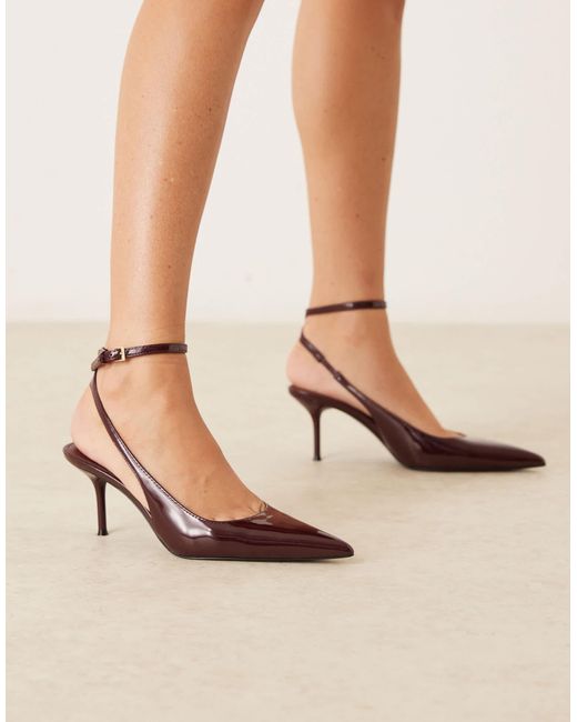 Mango Natural Faux Leather Ankle Tie Pointed Heeled Slingback