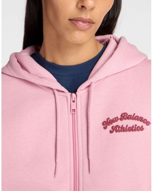 New Balance Pink Linear Heritage Fleece Full Zip