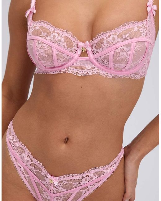 Boux Avenue Red Lita Lace Thongs Flattering Comfy Classic Floral Knickers