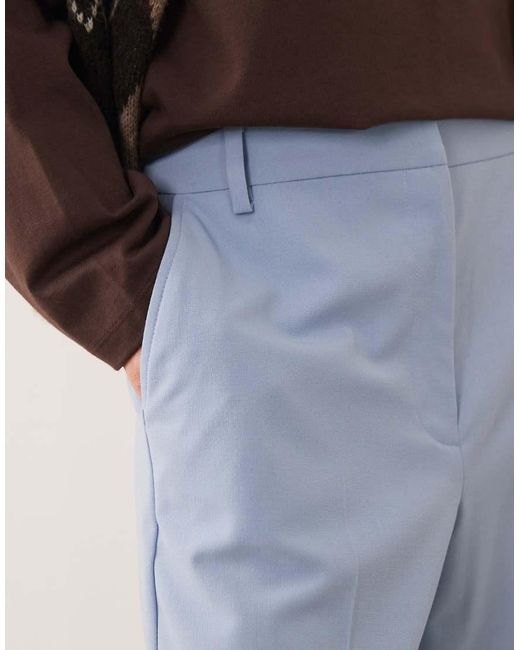 ASOS Blue Tailored Slim Straight Trousers