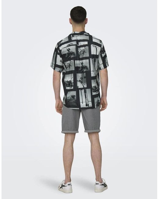 Camicia Nera di Only & Sons in Gray da Uomo