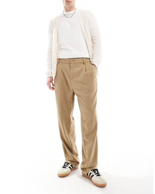 Pantaloni Eleganti A Fondo Ampio Con Pieghe Sul Davanti di Jack & Jones in Natural da Uomo