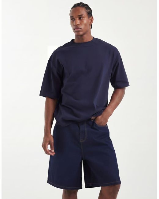 ASOS Blue Mid Length Denim Jorts for men