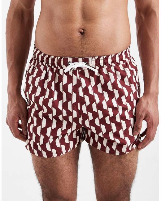 Aray White Geo Print Swimshort for men