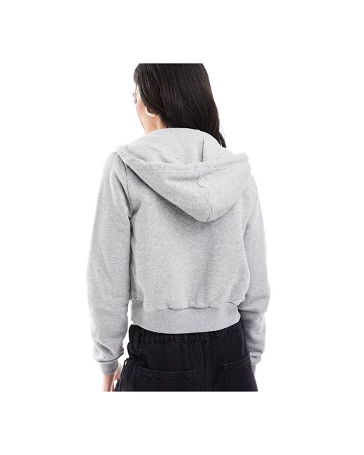 Cotton On White Cotton On Cropped Fitted Zip Up Hoodie