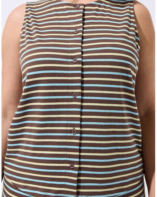 Yours Clothing White Stripe Button Waistcoat
