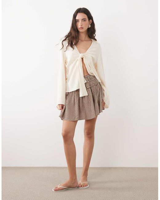 New Look Natural Shirred Panel Mini Skirt