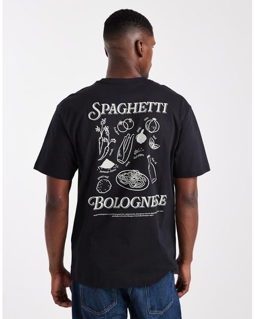 Only & Sons Black Relaxed Fit T-Shirt With Spaghetti Back Print for men