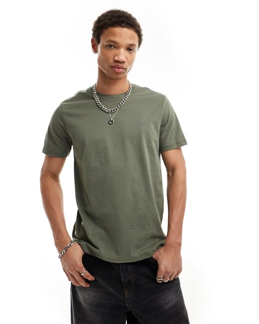 AllSaints Green Brace Brushed Cotton T-shirt for men