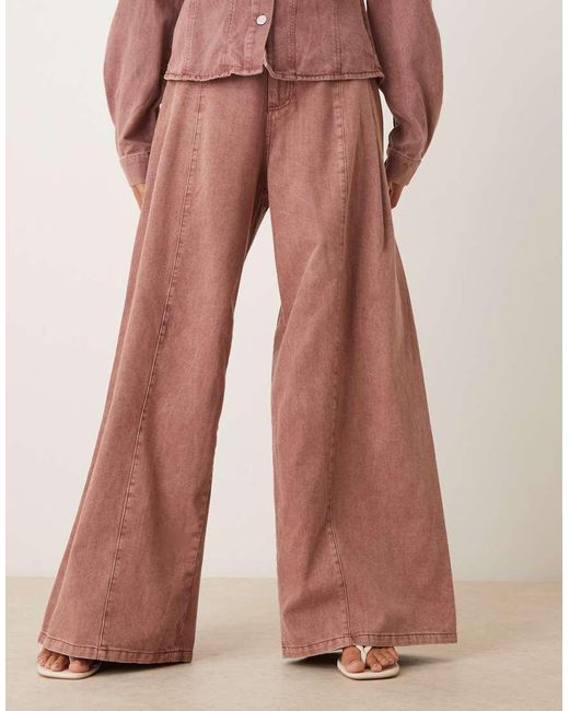 Ghospell Red Britt Wide Leg Denim Jeans
