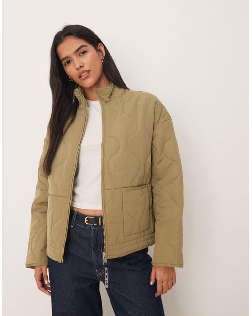 Jdy Natural Onion Quilted Zip Through Jacket