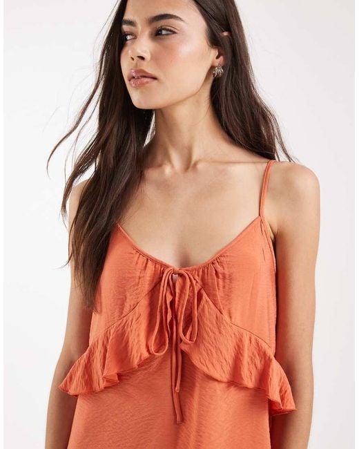 Vero Moda Orange Frill Trim Cami Mini Dress