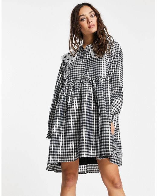 Sister Jane Mini Smock Dress With Bib Collar - Lyst