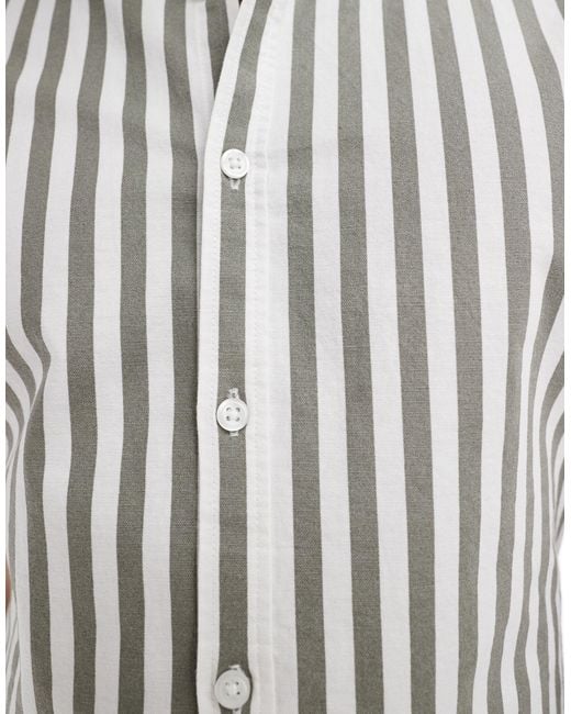 ASOS – eng geschnittenes oxford-hemd mit en streifen in White für Herren