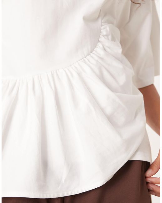 ASOS White Boxy Tee With Asymmetric Peplum Hem